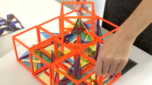 image of alison winchester artwork orange geometric shapes with perspex prisms