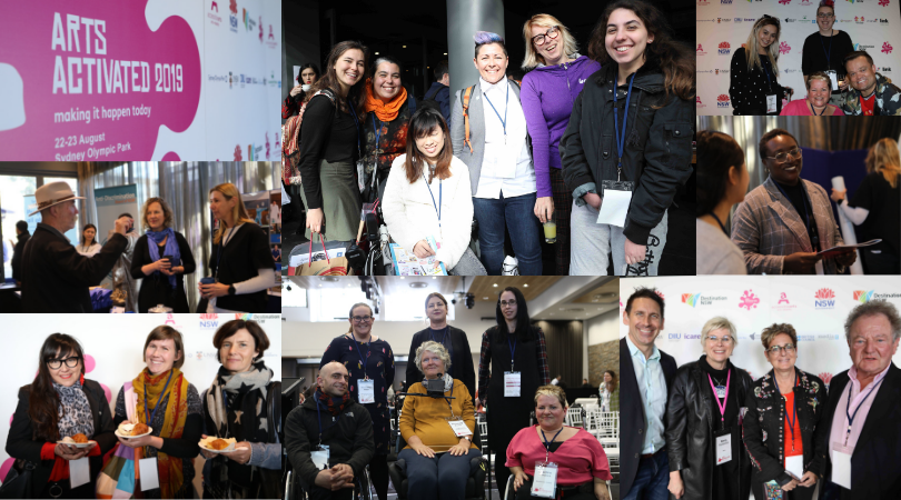 A compilation of images of delegates and speakers at arts activated conference 2019
