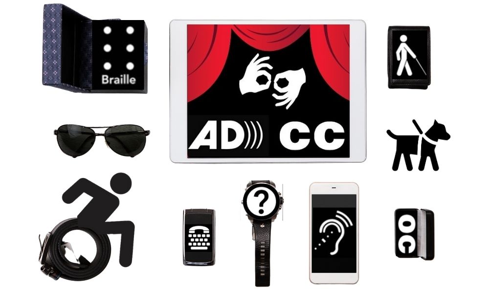 A display of various accessories with access icons superimposed on them.