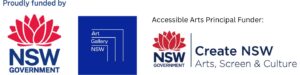 Partner Logos including NSW Governmebt, Art Gallery of NSW and Accessible Arts Principal Funder Create NSW