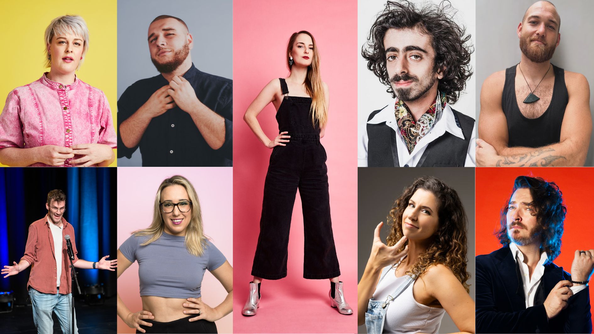 Are You Pulling my Leg_Collage of 9 comedians headshots