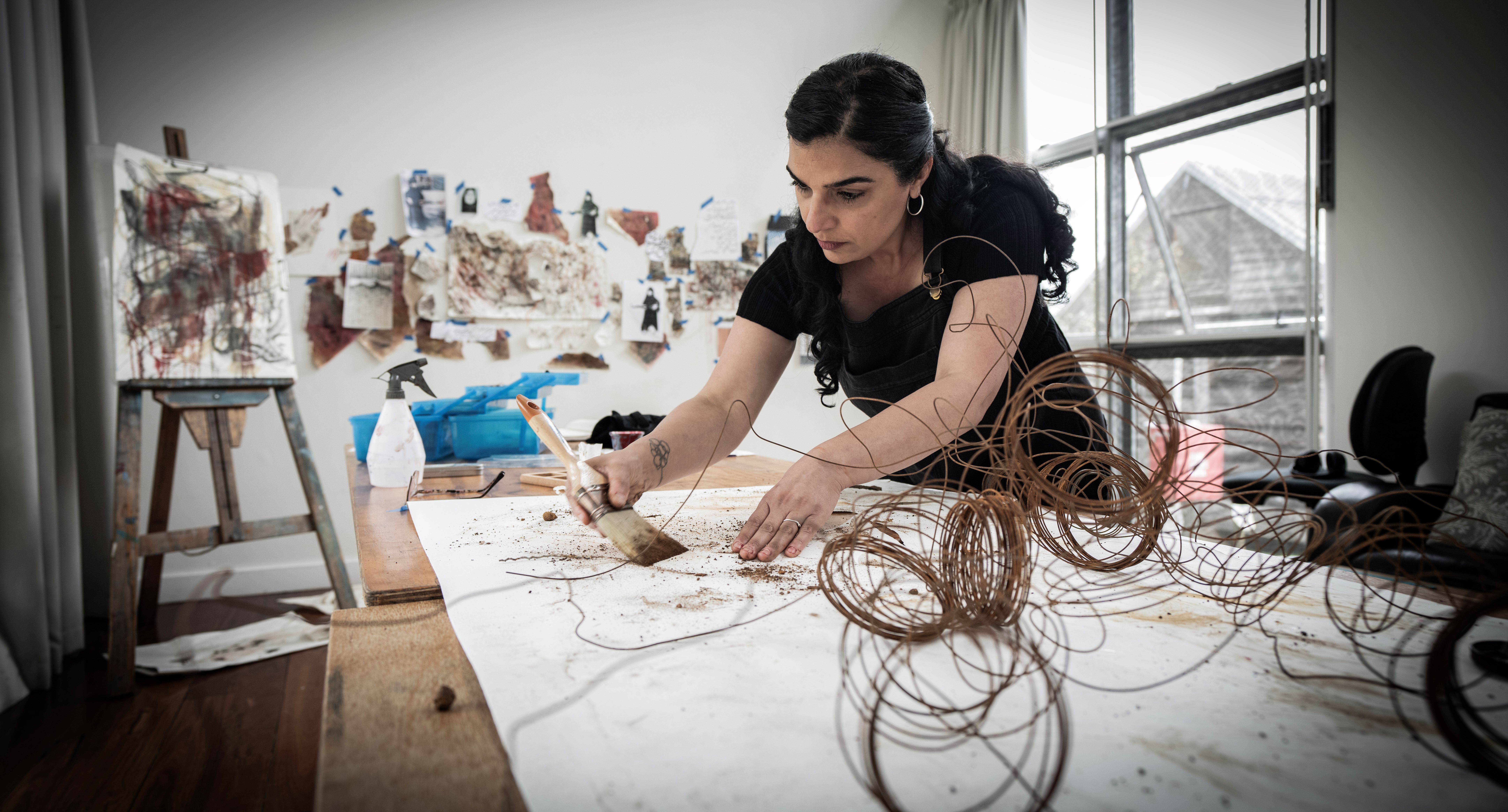 Negin Chahoud creating work at a Bundanon artist residency supported by Accessible Arts. Photo by Paul Jones.