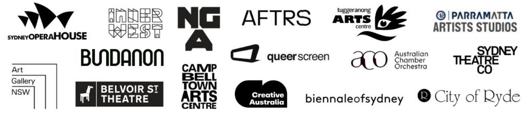 Logos of diverse arts organisations across NSW